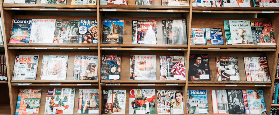 Magazines On Bookshelf